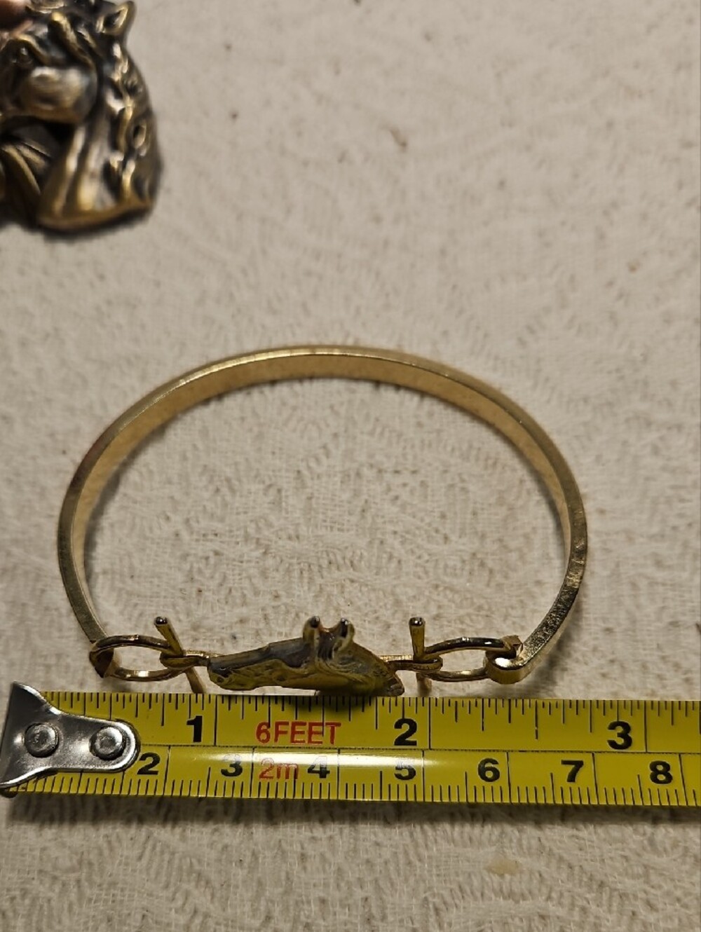 Gold and Silver Horse Head Bangle Bracelet - Elegant Womens Jewelry - Picture 5 of 5